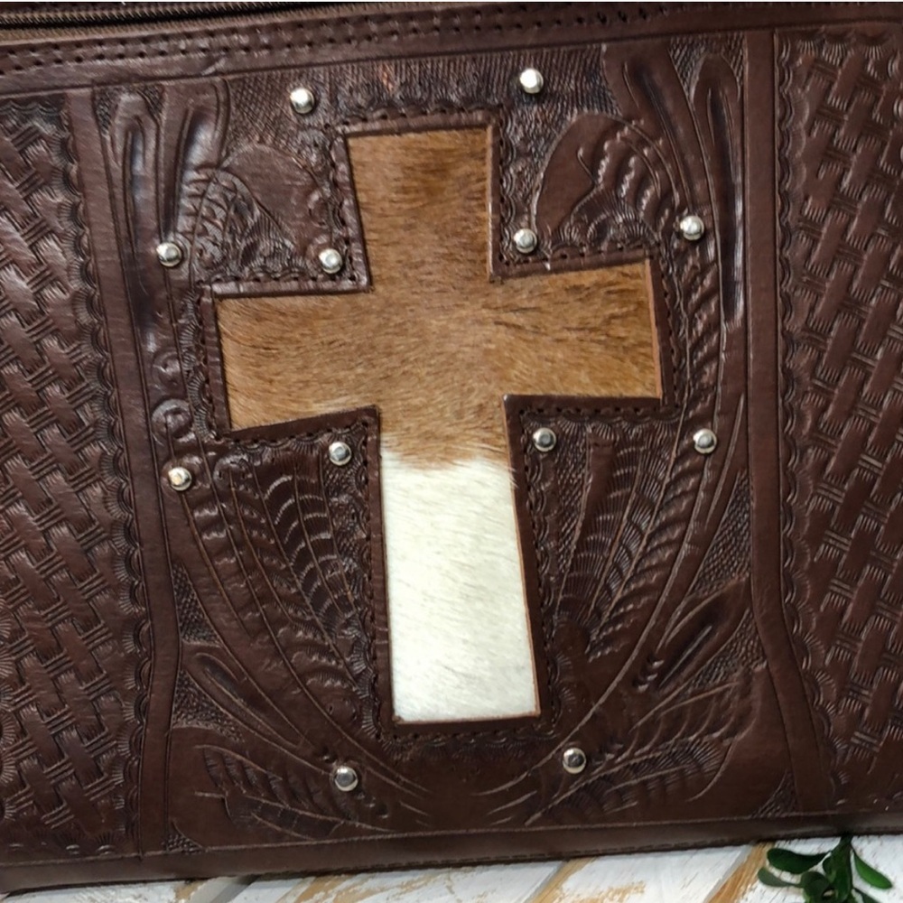 TEXIAN WESTERN Genuine LEATHER Crossbody Shoulder Bag, Rich Chocolate Brown NWOT